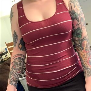 American Eagle Long Striped Tank Top Maroon Size M
